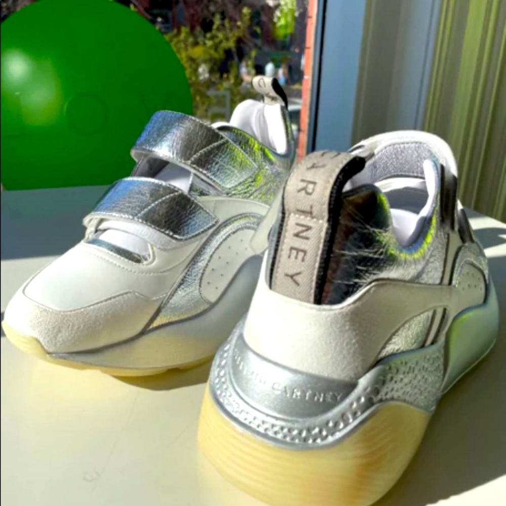 STELLA MCCARTNEY Eclypse Metallic Silver Chunky Sneakers